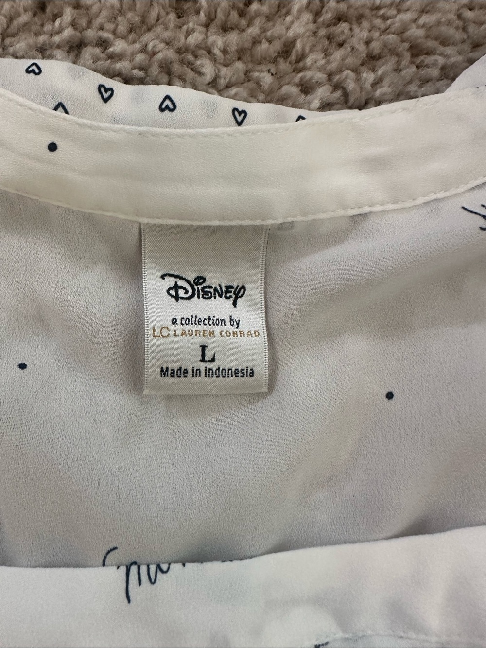 Disney Lauren Conrad Minnie Mouse Bow Blouse Tank Top Women's Large White - Picture 2 of 7